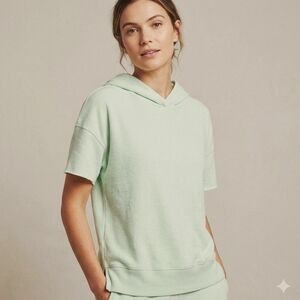 Hello Nite Short Sleeve Hooded Sweatshirt In Soothing Sea Size Small